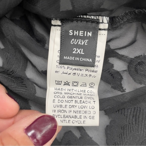 SHEIN Elegant Cold Shoulder Top Long Sleeve Black Plus Size 2XL Blouse - Picture 11 of 16